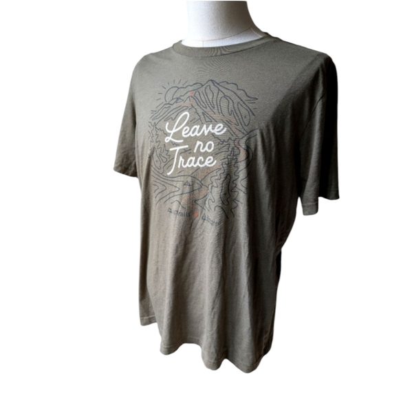 Leave No Trace All Trails Topographic Map Men's XL Sage Taupe Tee NWOT - Picture 1 of 8